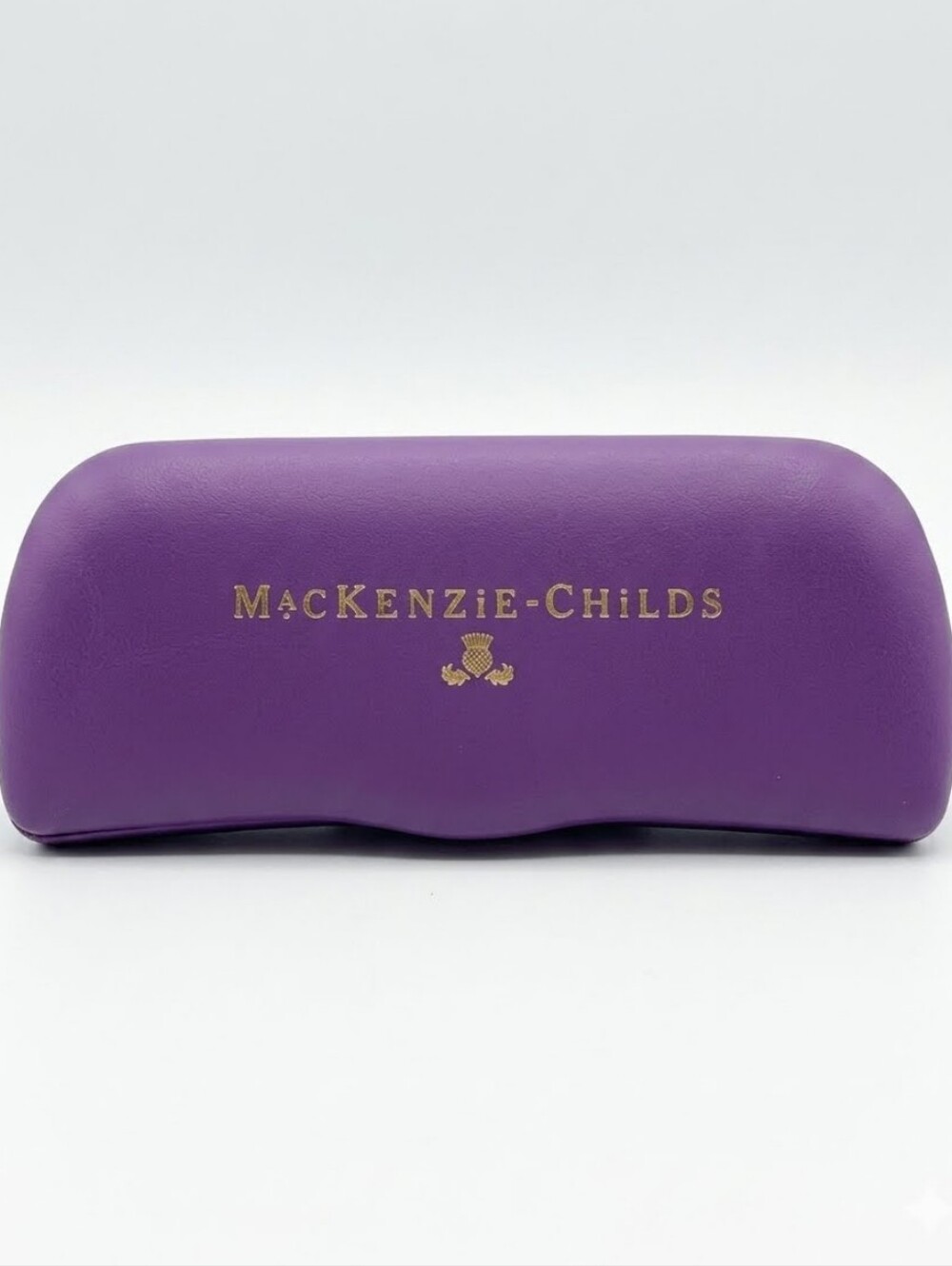 MacKenzie-Childs Purple Hard Eyewear Case with Gold Logo